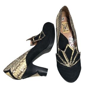 MISS L FIRE Vintage Inspired Suede Leather Heels